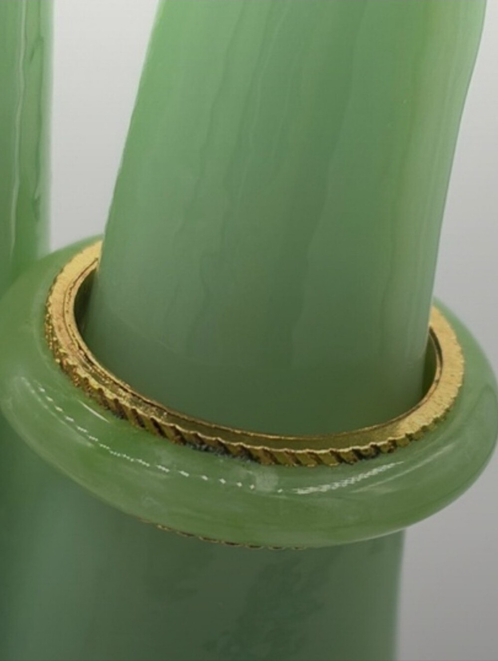 Green Jade and Gold-Tone Band Ring